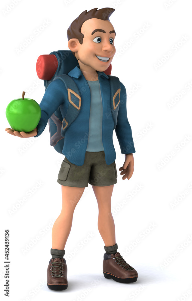 Fun illustration of a 3D cartoon backpacker Fun illustration of a 3D cartoon backpacker