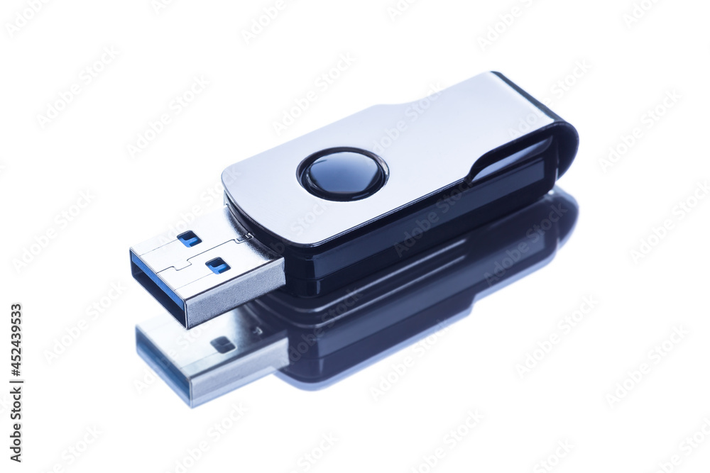 Flash drive with reflection on glass Flash drive with reflection on glass