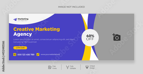 Marketing business cover, Corporate social media post template design, Template banner design for social media, Digital business marketing promotion social media cover template 