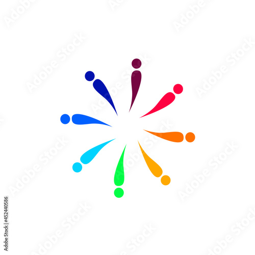 Colorful Creative People Circle  Coworkers  People Union  People Together Sign  Symbol  Logo isolated on White