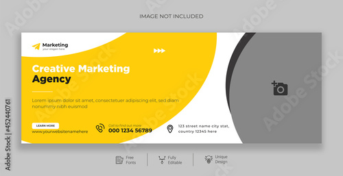 Corporate business web banner, Template banner design for social media, Digital business marketing promotion timeline social media cover template 