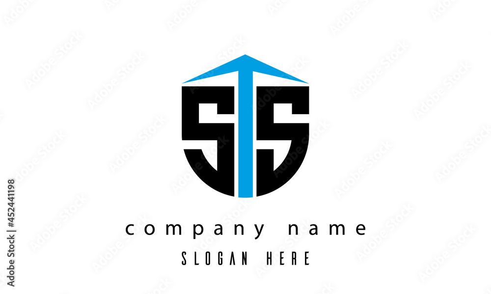 Obraz premium SS shield creative latter logo vector