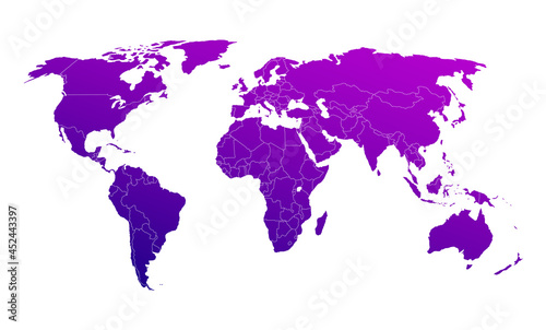 world map outline on white background 