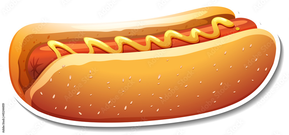 A hotdog sticker on white background - obrazy, fototapety, plakaty 