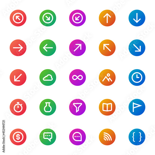 Gradient color icons for ui ux.
