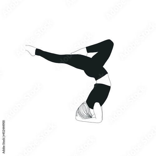 Woman doing asana, yoga practice, spiritual conscious lifestyle. Fitness and gymnastics. Caring for body and soul
