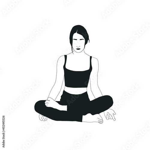 Woman doing asana, yoga practice, spiritual conscious lifestyle. Fitness and gymnastics. Caring for body and soul