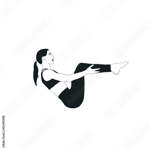 Woman doing asana, yoga practice, spiritual conscious lifestyle. Fitness and gymnastics. Caring for body and soul