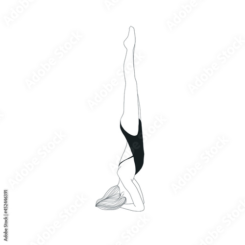 Woman doing asana, yoga practice, spiritual conscious lifestyle. Fitness and gymnastics. Caring for body and soul