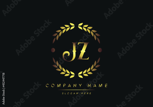 letters JZ monogram logo, gold color, luxury style, Vector Illustration