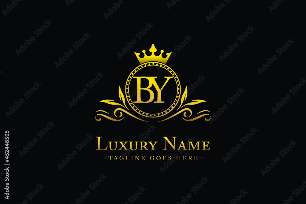 Royal Luxury Letter BY OR YB King with Gold Crest Crown logo collection ...
