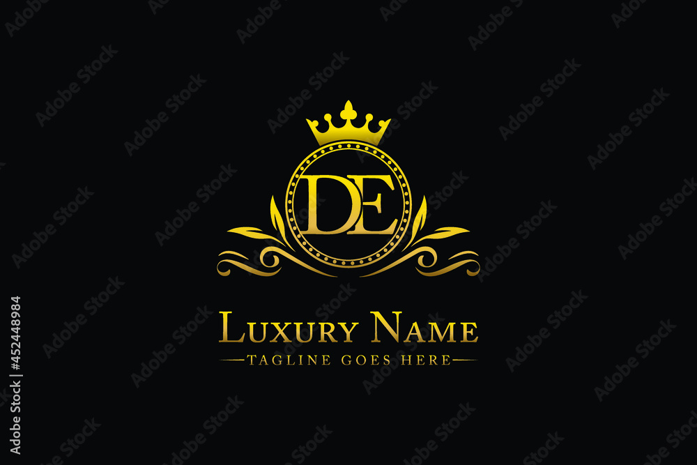 Royal Luxury Letter DE OR ED King with Gold Crest Crown logo collection ...