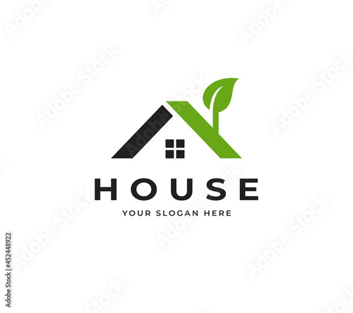 Eco Home Vector Logo Design. Friendly Environment Building Logo Design