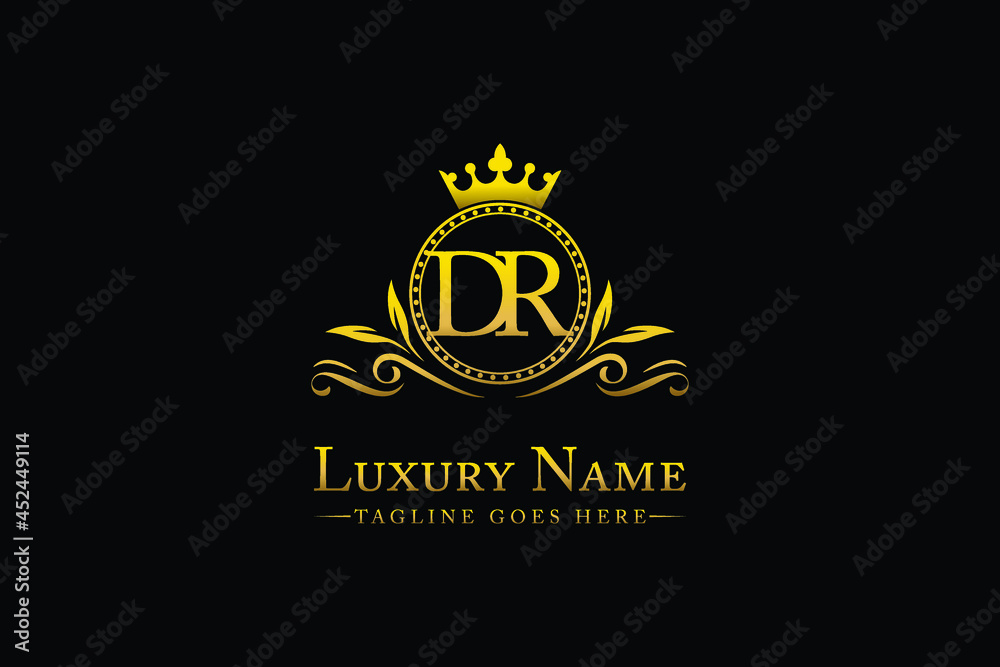 Royal Luxury Letter DR OR RD King with Gold Crest Crown logo collection ...