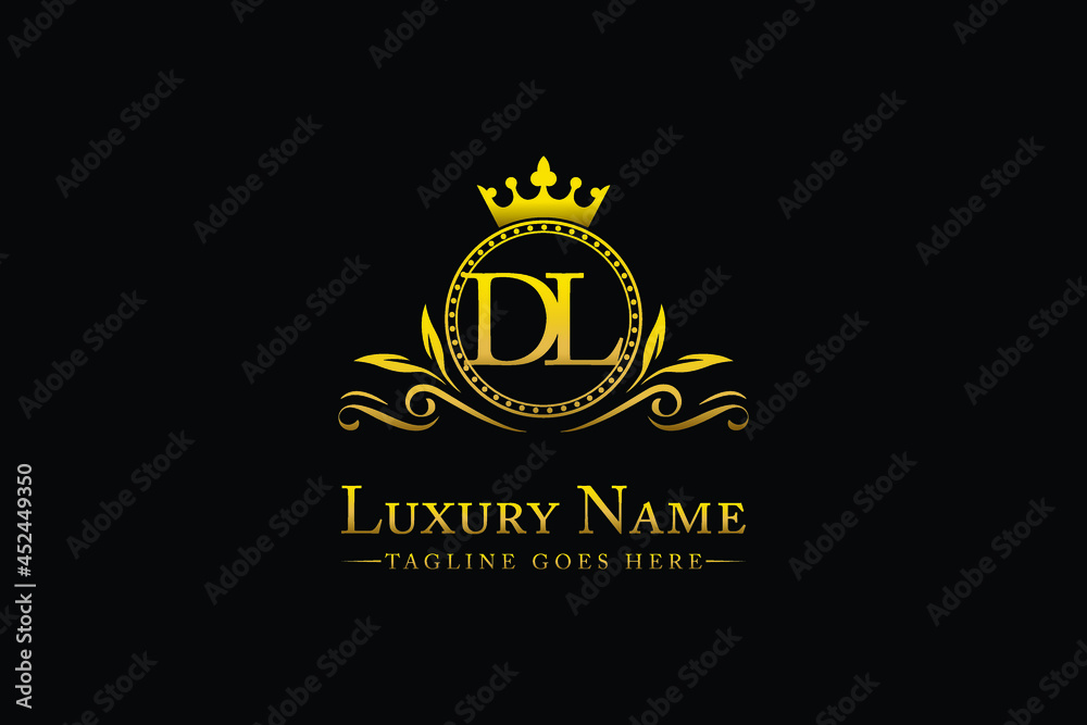 Royal Luxury Letter DL OR LD King with Gold Crest Crown logo collection ...