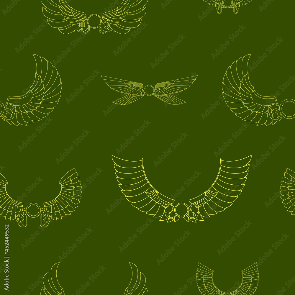 Obraz premium Seamless pattern with ancient egyptian symbol Winged sun for your project