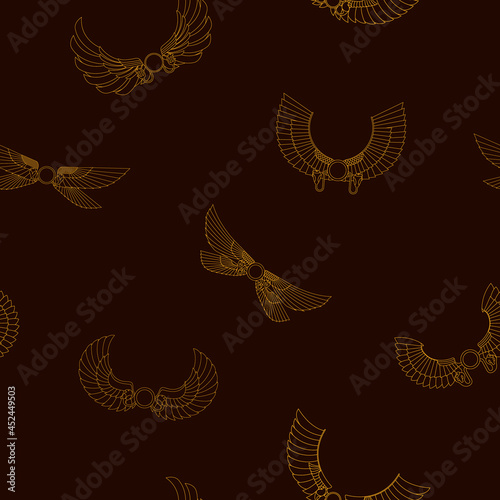 Seamless pattern with ancient egyptian symbol Winged sun for your project