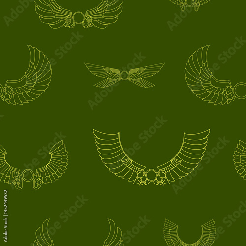 Seamless pattern with ancient egyptian symbol Winged sun for your project