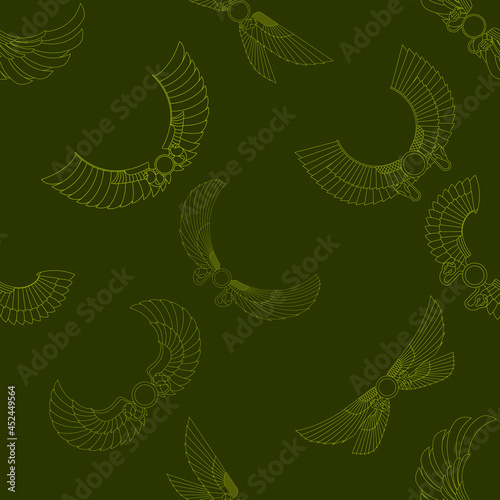 Seamless pattern with ancient egyptian symbol Winged sun for your project