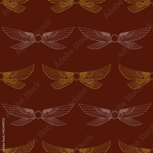 Seamless pattern with ancient egyptian symbol Winged sun for your project