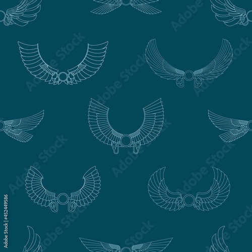 Seamless pattern with ancient egyptian symbol Winged sun for your project