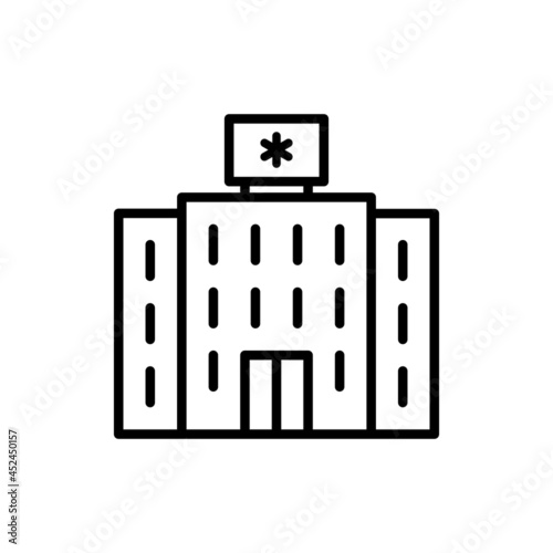 AIDs center thin line icon. Modern vector illustration of hospital.