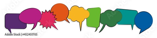 colored speech bubbles in a row