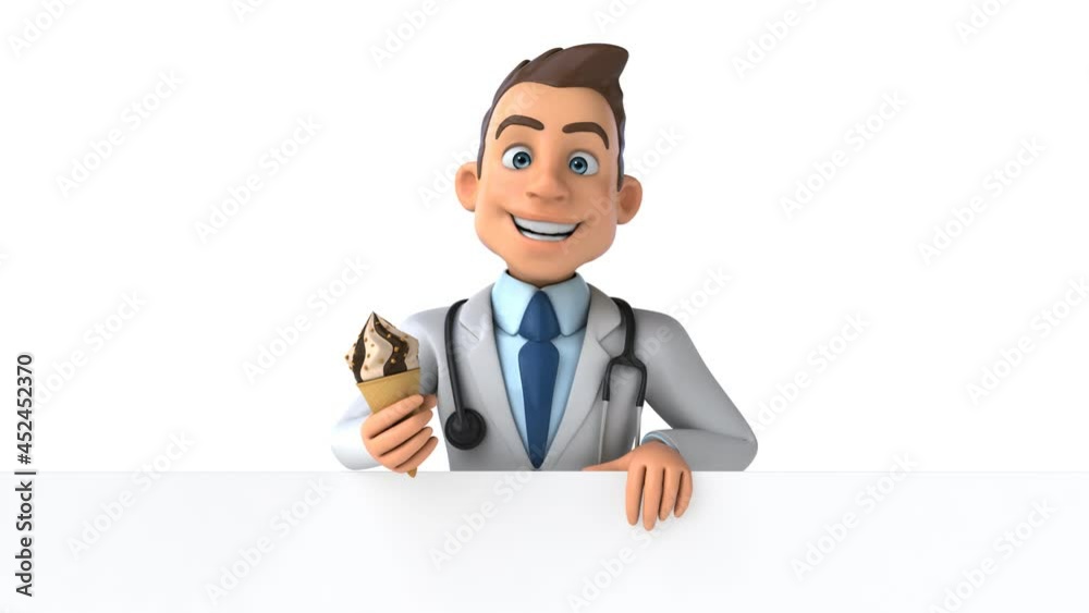 Fun 3D cartoon doctor with an Ice Cream Fun 3D cartoon doctor with an Ice Cream