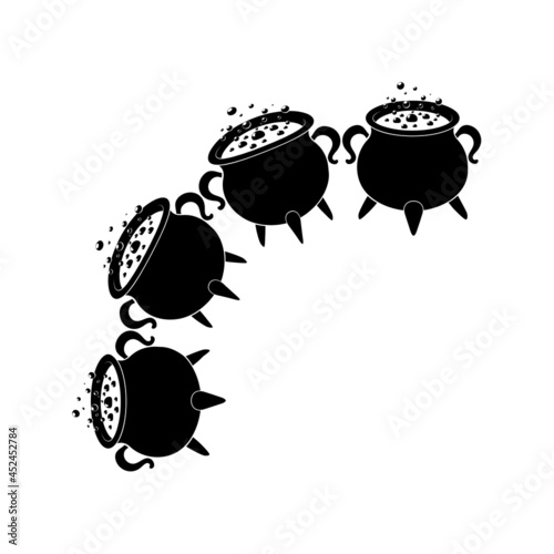 HALLOWEEN corner divider  WITH witches cauldron . vector illustration isolated on white
