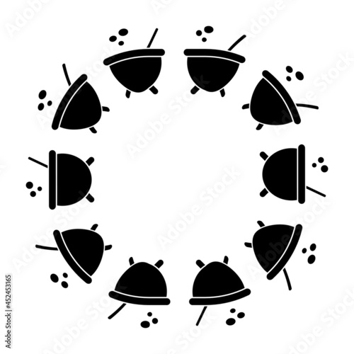 round border with witches cauldron vector illustration isolated on white