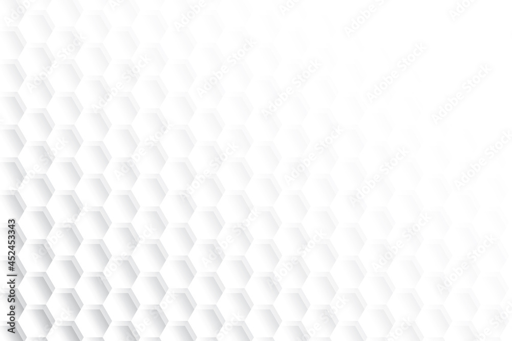 Abstract white and gray color, modern design background with geometric shape, hexagonal pattern. Vector illustration.