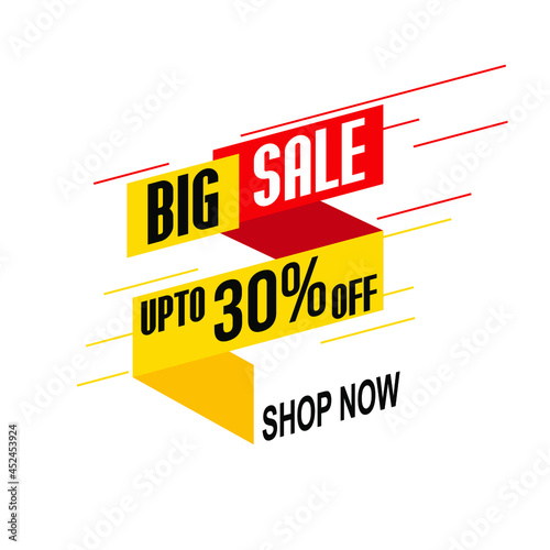 Discount Promotion Sale Banner, 30% Off. Big Sale design in typography. - Vector