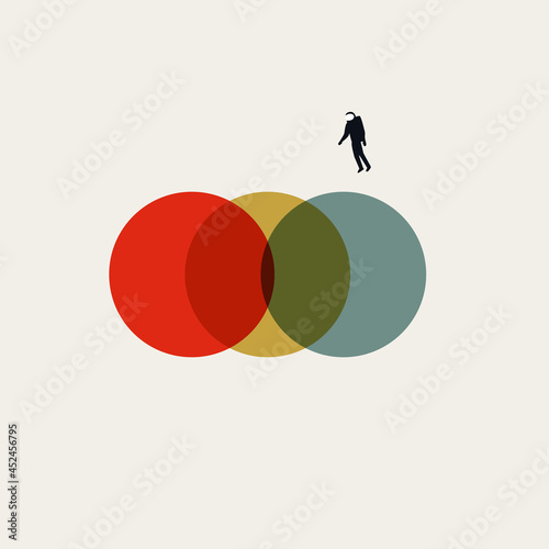 Business synergy and merger vector concept. Symbol of cooperation, technology. Minimal illustration.