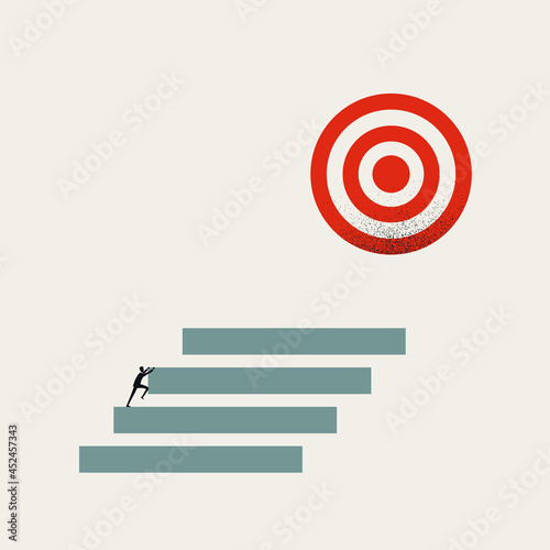 Business career goal vector concept. Symbol of motivation, ambition, aspiration, success and growth. Minimal illustration.