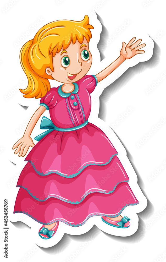 Sticker template with a little princess cartoon character isolated Sticker template with a little princess cartoon character isolated