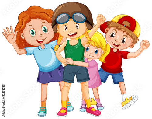 Group of happy kids on white background