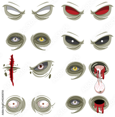 Set of many creepy zombie eyes