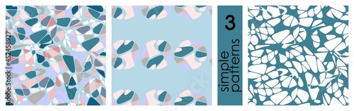 A collection of patterns of multicolored abstract spots and lines. Multi-colored Terrazzo stone.