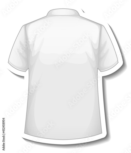 A sticker template with back of white polo shirt isolated