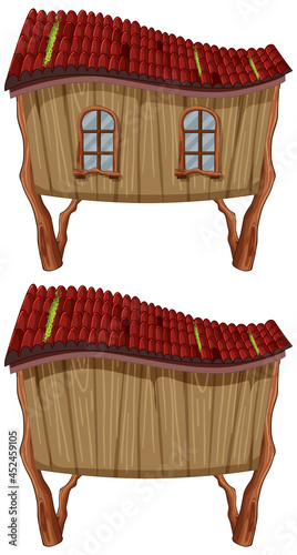 Fantasy wooden hut on white background