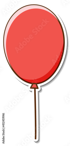 Sticker design with a red balloon isolated
