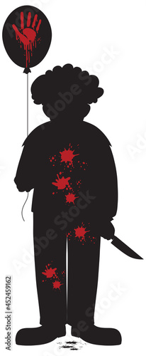Isolated creepy clown silhouette