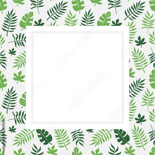 frame with surface leaf pattern in green vector image