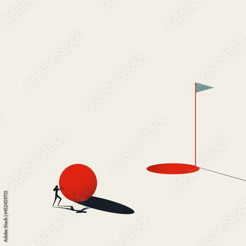 Business goal and objective achievement vector concept. Symbol of success, motivation, hard work. Minimal illustration