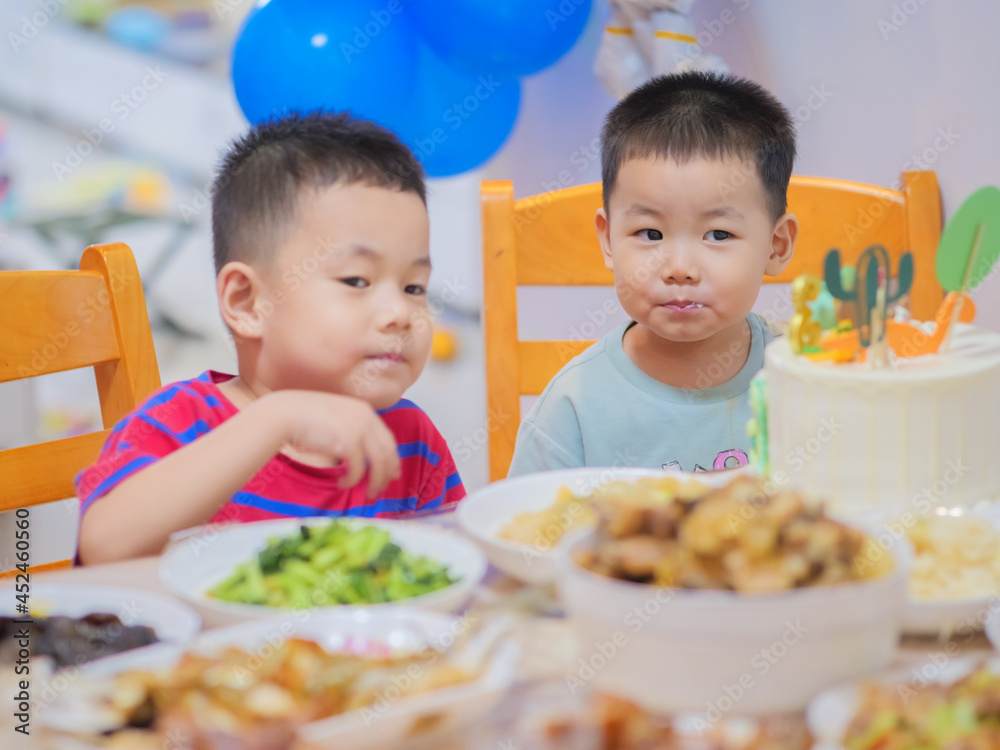 Asian little boy celebrating birthday Asian little boy celebrating birthday
