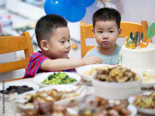 Asian little boy celebrating birthday