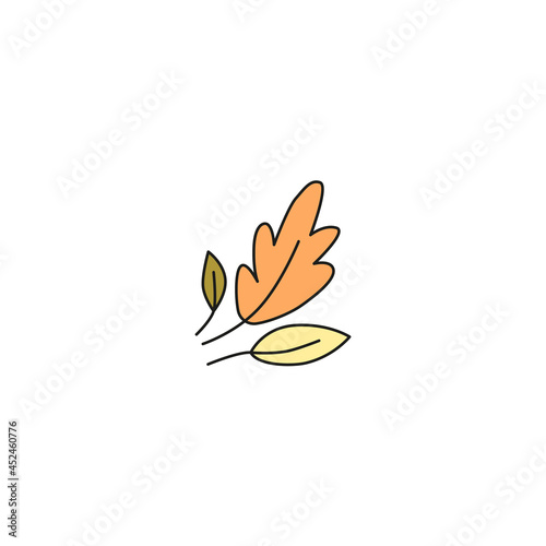 Halloween concept. hand drawn doodle element for Halloween. autumn orange, yellow and green leaves. isolated vector illustration on white background