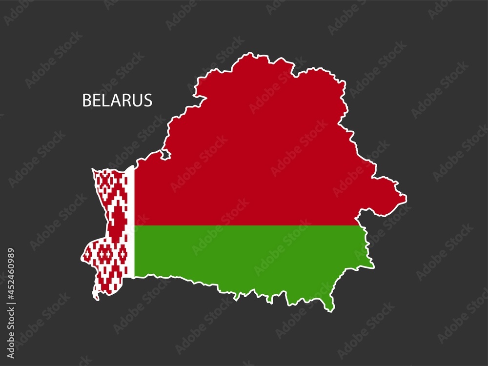 Fototapeta premium Sticker outline map of the Belarus, Belarus flag.