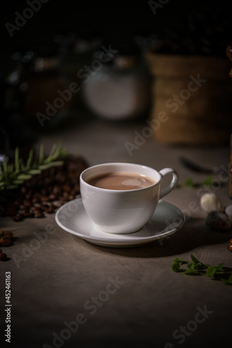hot cocoa in a white mug