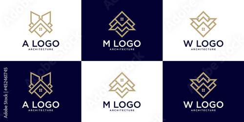 set of initial logo for building architecture,logo reference for business